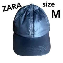 美品 ZARA フェイクレザー キャップ 黒 M 秋 冬 モード系