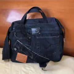 デニムリメイク　口金入りリュック　トートバッグ　男女兼用　大きめ　学生さん