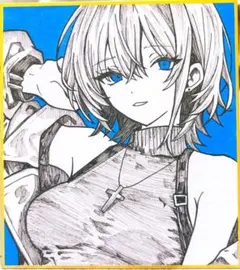 手描きイラスト アナログ 色紙 オリジナル 創作 女の子