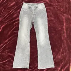 デニム H&M HIGH WAIST FLARE ハイウエストフレア グレー