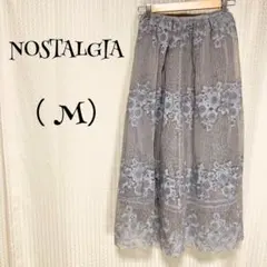 NOSTALGIAノスタルジア（M）グレー/レーススカート/ロング/花柄刺繍のサムネイル