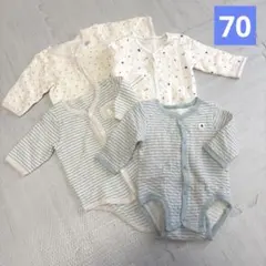 ベビー肌着　新生児　70 男の子　コンビ肌着　長袖　キルト