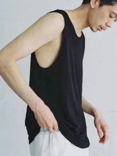 rinoneca リノネカ linen pique tank top 黒サイズL - メルカリ