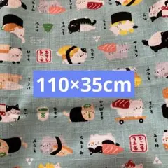 生地　猫　寿司　ミントグリーン　ドビー　コスモテキスタイル　35cm