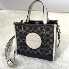 【レア柄・美中古】coach デンプシートート22 ネイビーチェック 2WAY レア柄・美中古】coach デンプシートート22 ネイビーチェック 2WAY