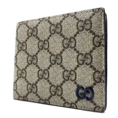 【未使用保管品】グッチ 二つ折り財布 GGスプリーム ロゴ バイカラー メンズ