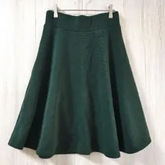 grove グローブ フレアスカート L 深緑 起毛 厚手 膝丈 ウエストゴム