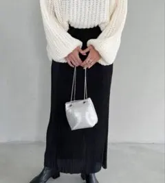 【新品】シルバー巾着ミニショルダーバッグ 2way