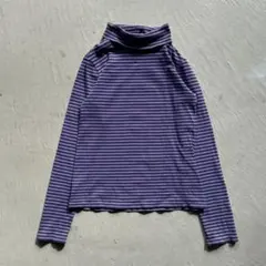 00s old uniqlo border l/s ボーダー 紫 ハイネック