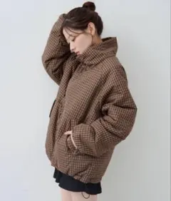 kastane チェック中綿リバーシブルアウター