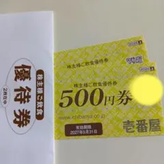 ココイチ 500円株主優待券2枚 有効期限2027年5月31日のサムネイル