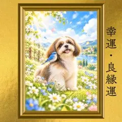 【新作】シーズー 幸運 開運アート 水彩画 風水 スピリチュアル 引き寄せ