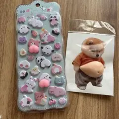 柴犬 おなかシール ＆おしりシール ブルー 1枚 平成女児 スクイーズ 韓国