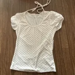 Dazy ドット柄 パフスリーブ Tシャツ Lサイズのサムネイル