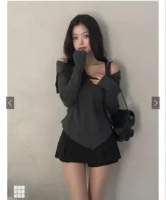 GRL 2wayアシンメトリーリブニットトップス(ks205)