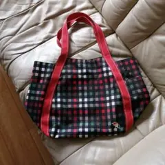 アーノルドパーマー　チェック柄トートバッグ 赤い持ち手