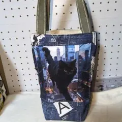 縦長トートバックパネル猫両面ハンドメイド