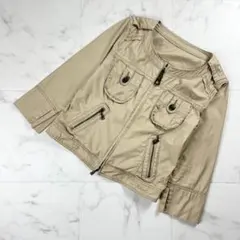 美品 PRIDE ノーカラーブルゾン ベージュ サイズ38*NC1013