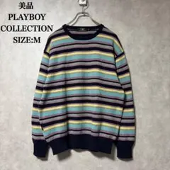 美品 PLAYBOY COLLECTION ストライプ ニット M ウール 綿