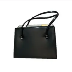 ヴィンテージ PEACOCK ピーコック 鏡面 本革 レザー ハンドバッグ 黒 