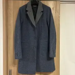 値下【美品】TAAKKメルトンチェスターコート　青 グレー 紺 ネイビー ウール