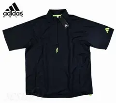 【2XL】アディダス ゴルフ 防風 裏地メッシュ 半袖ハーフジップジャケット 黒