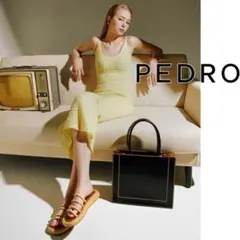 PEDRO ペドロ　レザートートバッグ　ブラック　スクエア　日本未発売のサムネイル