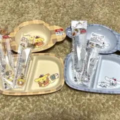 ダイソー　ポムポムプリン　シナモロール　プレート・深皿・レンゲ、デザートスプーン