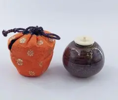 唐物 中国美術 宋代 　茶入　仕覆　箱付 M105 古物】茶入 「富士山肩衝」写 中興名物 勝龍寺窯 共箱入 仕覆