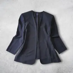 ノーカラージャケット 羽織り 黒 11AR きれいめ 通勤 フォーマル シンプル