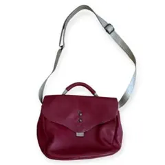 レザー 赤 ショルダーバッグ ハンドル付き