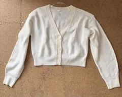【即購入○】GU オフホワイト クロップドニットカーディガン M