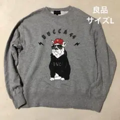 BUCCA44 ロゴスウェットトレーナー　グレー　サイズL 良品