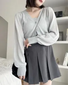 Heather ラメブルーニット アンサンブル