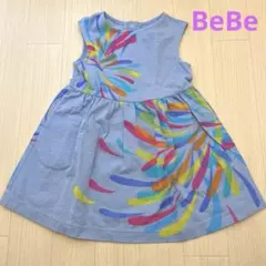 美品！BeBe⭐︎カラフル花柄ノースリーブワンピース 100cm