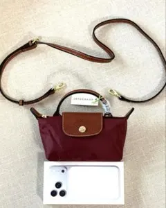 新品 ロンシャン ルプリアージュ ミニXS 2WAY ショルダーバーガンディ×茶