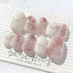 現品 赤ブラウンオーロラニュアンスネイルチップ 03247 冬 アイボリー 韓国