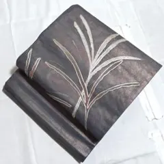 B◇着物くつろぎ 夏物 唐草唐花模様 グレー 正絹 太鼓 薄物 絽 紗 袋帯