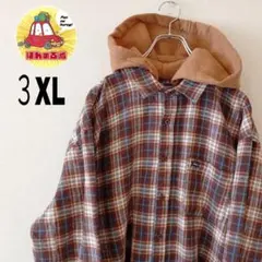 USA古着 AeroPOSTAL ネルシャツパーカー　３XL ブラウンのサムネイル