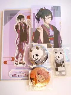 呪術廻戦 まるくじ 和装すたいる 虎杖悠仁 禪院真希 パンダ 缶バッジ