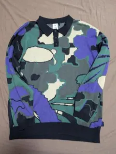 【美品】プーマ×P.A.M. 総柄長袖ニットポロシャツ L コラボのサムネイル