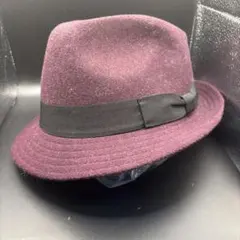 バーガンディウールフェルトハット フリーサイズ　GU