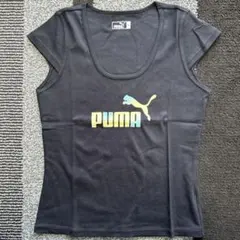 PUMA　プーマ　日本製　Ｔシャツ　黒　ブラック　プリント　グラデーション