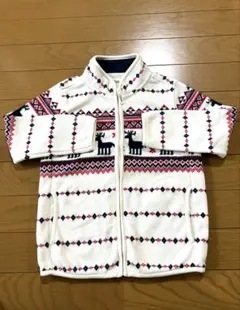 フリースジャケット 鹿柄 110ホワイト