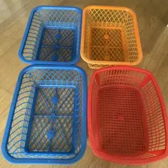 昭和レトロカラフルプラスチックバスケットセット４個セット