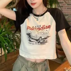 Tシャツ ロゴ ブラック アイボリー 韓国 レディース XXL