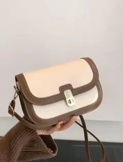 SHEIN バイカラー ショルダーバッグ ブラウン ホワイト