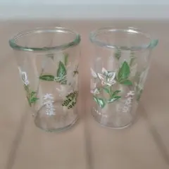 大雪渓　花柄ガラスコップ2個セット
