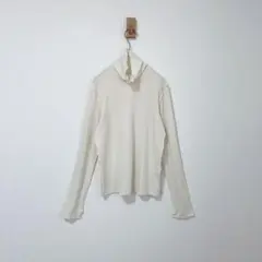 GU ジーユー　アイボリー　リブタートルネック　ハイネック　M