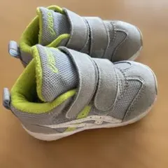 Asics ベロクロシューズ 14cm グレー/ライムグリーン